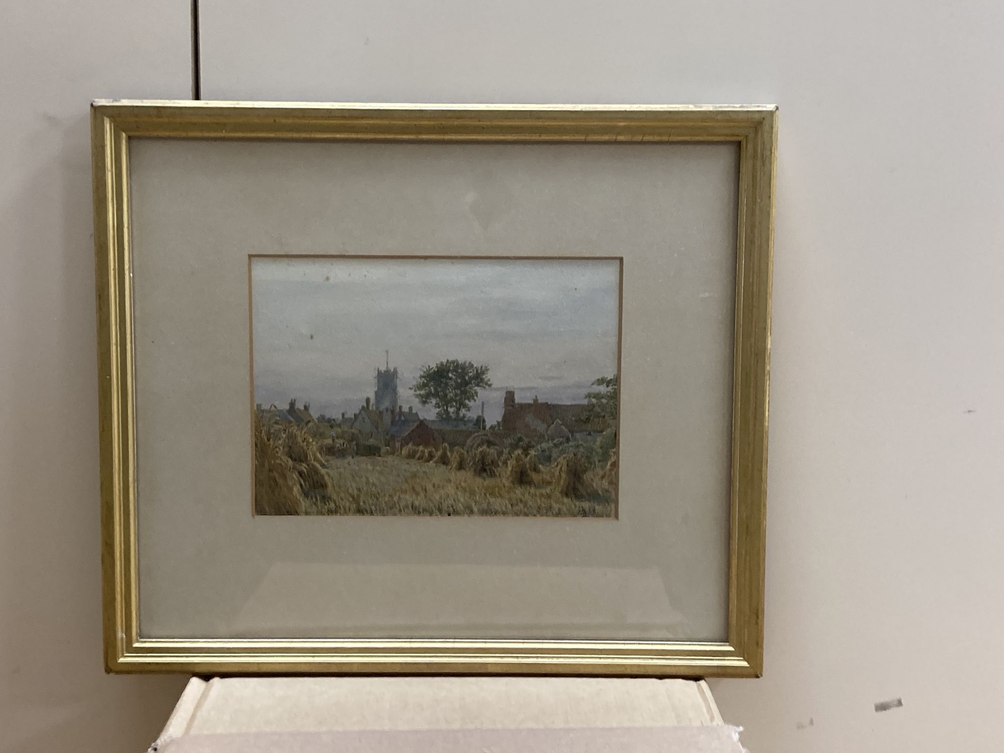 H.R. 1886, two watercolours, Harbour scene and View of a cornfield, monogrammed and dated, 17.5 x 30cm and 15 x 21cm